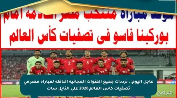 عاجل اليوم.. ترددات جميع القنوات المجانية الناقلة لمباراة مصر في تصفيات كأس العالم 2026 على النايل سات